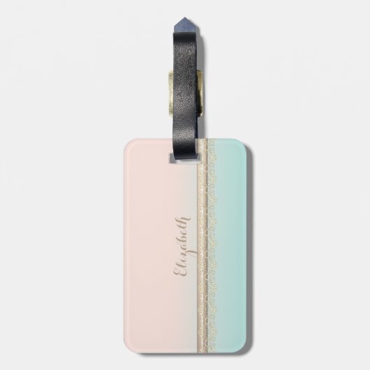 かわいいガーリーフクロウパーソナライズされた。 ラゲッジタグ (裏面縦)