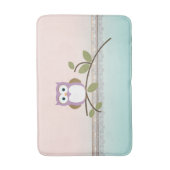 かわいいガーリーフクロウ バスマット (正面縦)