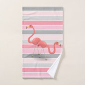 かわいいガーリーフラミンゴかわいいストライプホテル バスタオルセット (ハンドタオル)