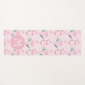 かわいいガーリーフラミンゴとビキニピンクモノグラム ヨガマット (正面(横))