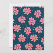 かわいいガーリーフラワーパステルピンク&ブルー誕生日 招待状 (裏面)