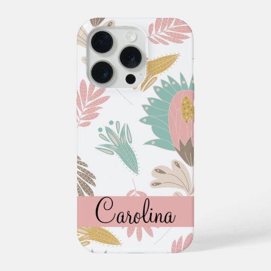 かわいいガーリーフローラのボモノグラムのタン iPhoneケース (裏面)