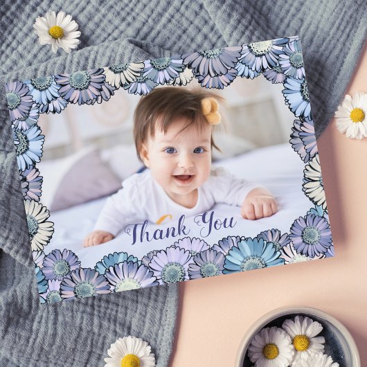 かわいいガーリーフローラパステルボホデイジーカスタム写真 ポストカード