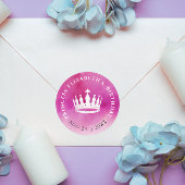 かわいいガーリープリンセスクラウンピンク白い水色 ラウンドシール