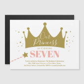 かわいいガーリープリンセスピンク誕生日パーティーの招待状 マグネット招待状 (正面/裏面)