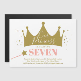 かわいいガーリープリンセスピンク誕生日パーティーの招待状 マグネット招待状