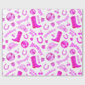かわいいガーリーホットピンクディスコ女性のカーボーイ美学 ラッピングペーパー (フラット)