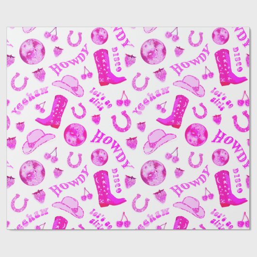 かわいいガーリーホットピンクディスコ女性のカーボーイ美学 ラッピングペーパー (フラット)