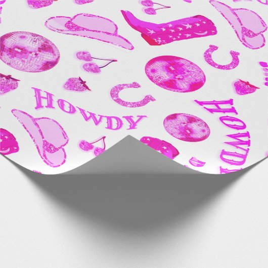 かわいいガーリーホットピンクディスコ女性のカーボーイ美学 ラッピングペーパー (角)