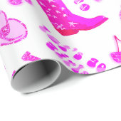 かわいいガーリーホットピンクディスコ女性のカーボーイ美学 ラッピングペーパー (ロールコーナー)