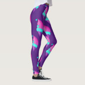 かわいいガーリーホットピンクブルーパープルアイスクリーム レギンス (右)