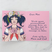 かわいいガーリーマンガ自撮りガールカメラ誕生日 カード (内部)