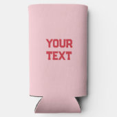 かわいいガーリーミニマル赤とピンクの色のカスタム スリム缶クーラー (裏面)