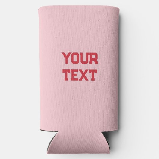 かわいいガーリーミニマル赤とピンクの色のカスタム スリム缶クーラー (裏面)