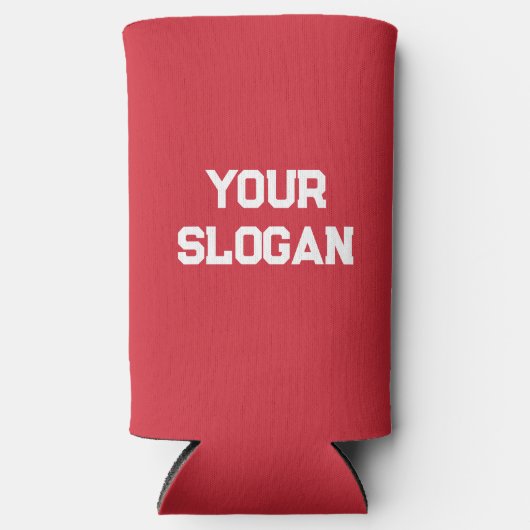 かわいいガーリーミニマル赤とピンクの色のカスタム スリム缶クーラー (正面)