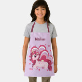 かわいいガーリーユニコーンのパーソナライズされた子供の名前 エプロン (インサイチュ)