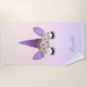 かわいいガーリーユニコーングラデーションドット ビーチタオル (正面)