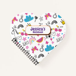 かわいいガーリーユニコーンスターレインボーおもしろい名 ノートブック