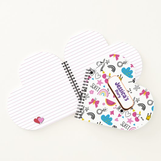 かわいいガーリーユニコーンスターレインボーおもしろい名 ノートブック (内部)