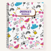 かわいいガーリーユニコーンスターレインボーおもしろい名No ノートブック (正面)