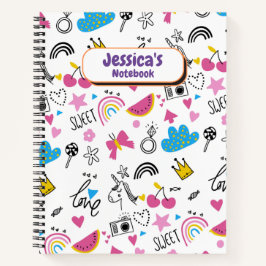 かわいいガーリーユニコーンスターレインボーおもしろい名No ノートブック
