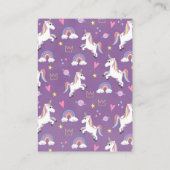 かわいいガーリーユニコーンベビー本 エンクロージャーカード (裏面)