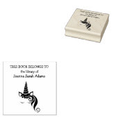 かわいいガーリーユニコーン本はライブラリ蔵書票 ラバースタンプ (押印)