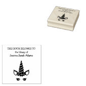 かわいいガーリーユニコーン本はライブラリ蔵書票 ラバースタンプ (押印)