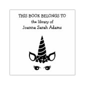 かわいいガーリーユニコーン本はライブラリ蔵書票 ラバースタンプ (インプリント)