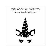 かわいいガーリーユニコーン本は名前蔵書票 ラバースタンプ (インプリント)