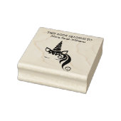 かわいいガーリーユニコーン本は名前蔵書票 ラバースタンプ (スタンプ)