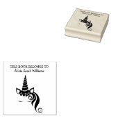 かわいいガーリーユニコーン本は名前蔵書票 ラバースタンプ (押印)