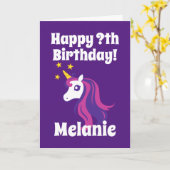 かわいいガーリーユニコーン誕生日グリーティングカー子供へド カード (黄色い花)