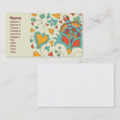 かわいいガーリーレトロハート花フローラ 名刺 (正面/裏面)