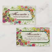 かわいいガーリーレトロフローラファインアートファッション 名刺 (正面/裏面)