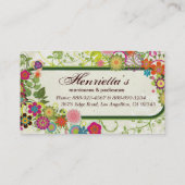 かわいいガーリーレトロフローラファインアートファッション 名刺 (裏面)