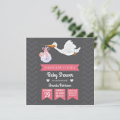 かわいいガーリーレトロベビーガールシャワーパーソナライズされた 招待状 (スタンド正面)