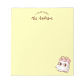 かわいいガーリーレトロ先生新学期イエロー ノートパッド (正面)