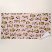 かわいいガーリーヴィンテージベビーキューピッドエンジェルズピンク ビーチタオル (正面)