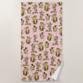 かわいいガーリーヴィンテージベビーキューピッドエンジェルズピンク ビーチタオル (正面)