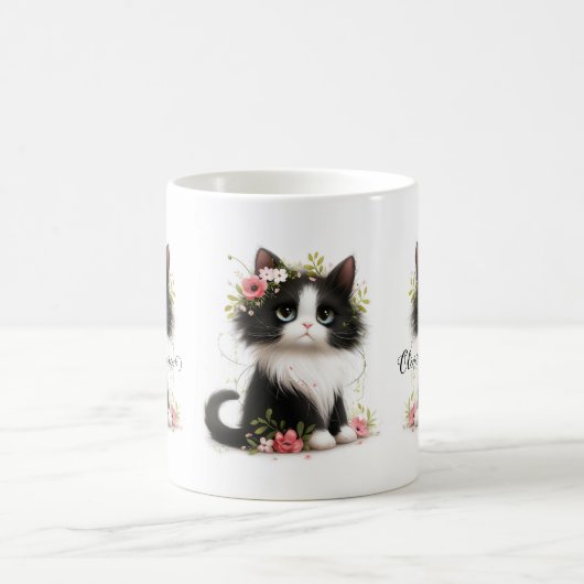 かわいいガーリー子猫ギフトマ子供へグ コーヒーマグカップ (中央)