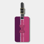 かわいいガーリー水玉模様のピンクのリボンの背景 ラゲッジタグ (正面縦)