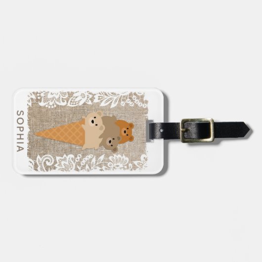 かわいいガーリー漫画はアイスクリームコーンを生む ラゲッジタグ (正面横)