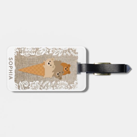 かわいいガーリー漫画はアイスクリームコーンを生む ラゲッジタグ (裏面横)