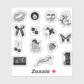 かわいいガーリー白黒美学パック シール (シート)