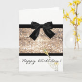 かわいいガーリー眼鏡、シークイン、弓、誕生日カード カード (黄色い花)