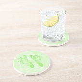 かわいいガーリー緑の新生児足跡 コースター (側面)