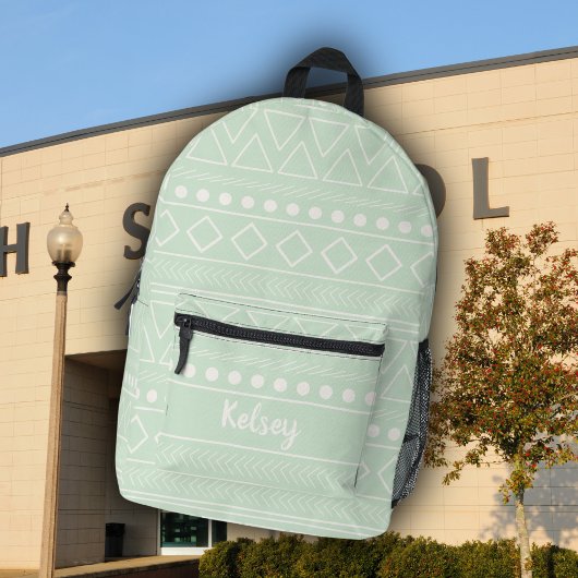 かわいいガーリー緑の泥モノグラム名 プリントバックパック