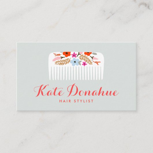 かわいいガーリー美容師フローラコーム髪サロン 名刺 (正面)