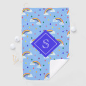 かわいいガーリー虹の雨雲パーソナライズされたたち ゴルフタオル (インサイチュ)